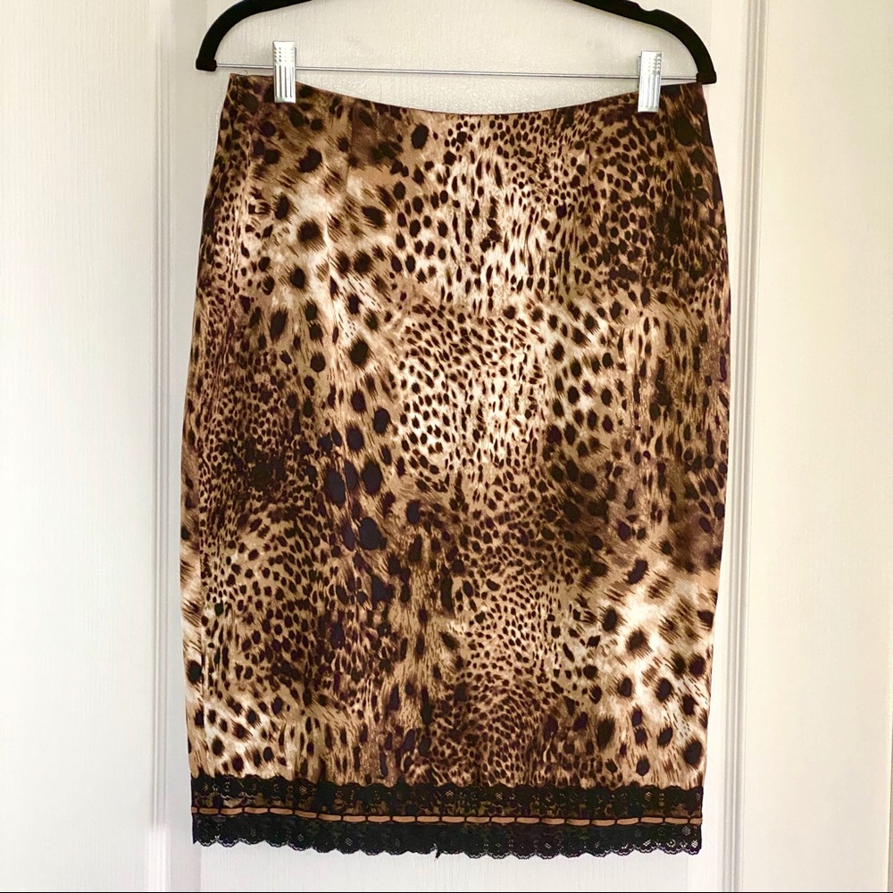 Doncaster Leopard Print Silk/Lycra Skirt Size 6